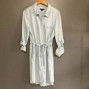 Tommy Hilfiger Women Size 12 Denim Shirt Dress Short Elastic Waist Beach Picnic